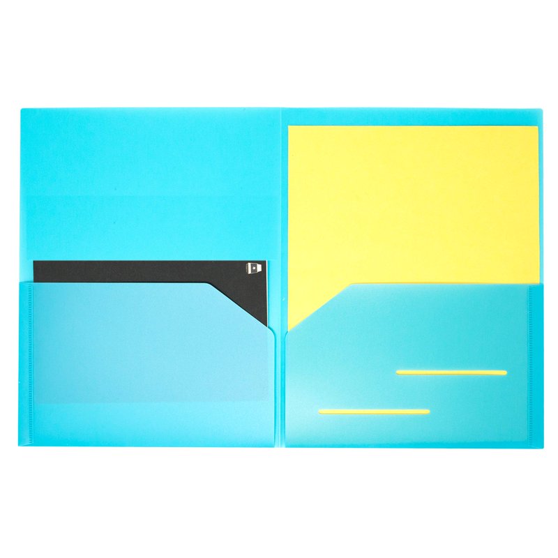 Heavy Duty Plastic Pocket Folders - 6 Pack Rainbow Colors, Reinforced Edges
