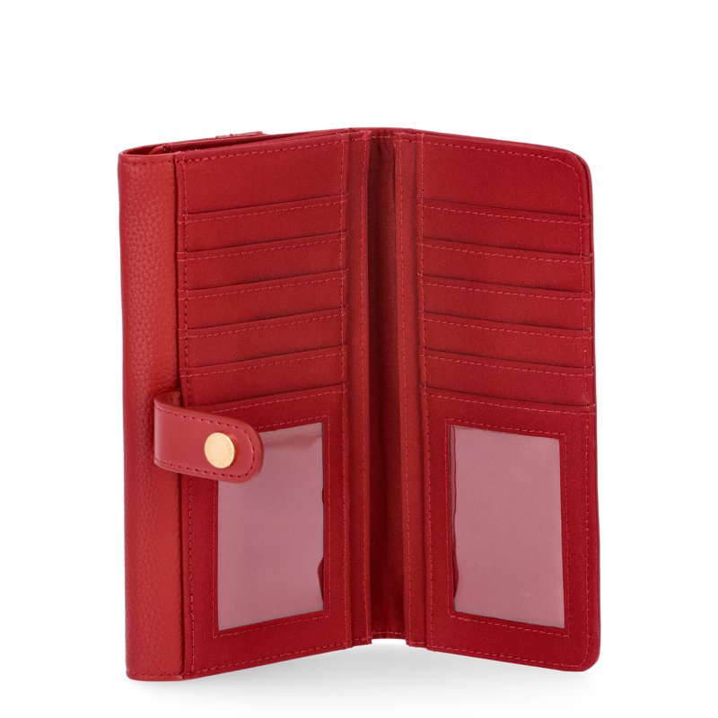 Double Sided Clutch Wallet for Women - Stylish Faux Leather with Gold Hardware