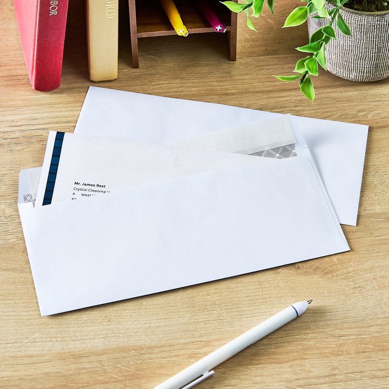 Office Envelopes – Privacy Tint Peel and Stick #10 White 4.13x9.5 Inches, 40 Pack
