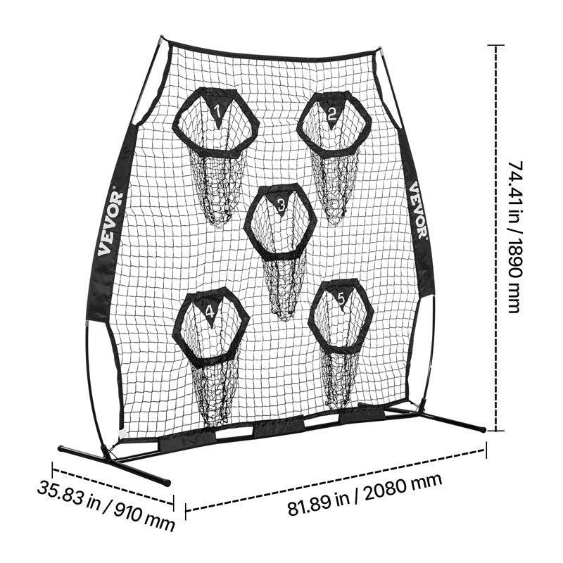 Football Training Net with Target Pockets - 6x6 ft Practice Throwing Net for QB Accuracy