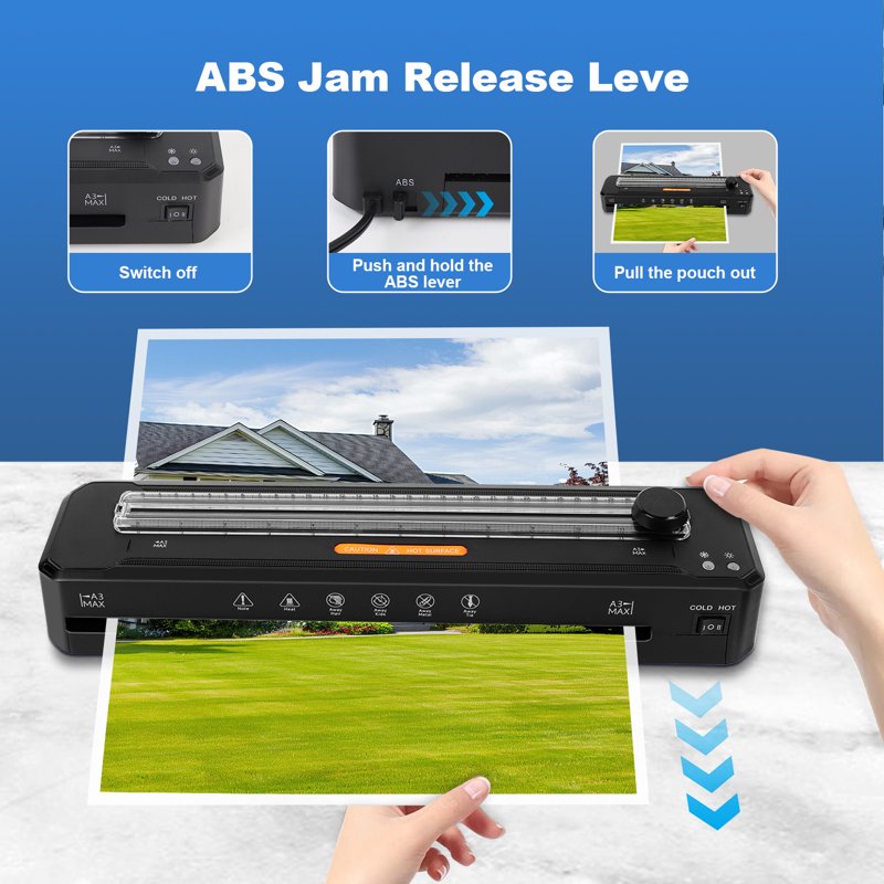 A3 Laminator Machine 13 Inch Hot Cold Thermal Laminator with Sheets, Trimmer & Corner Rounder