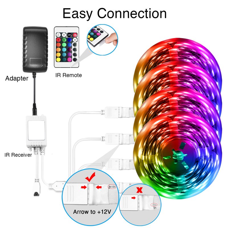 RGB LED Strip Lights 200ft with App & Remote Control for Home & Party Decor