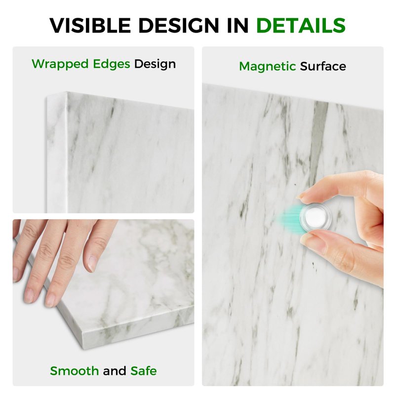Magnetic Dry Erase Board with Marble Pattern - Wall Mount Whiteboard for Home Office & Classroom