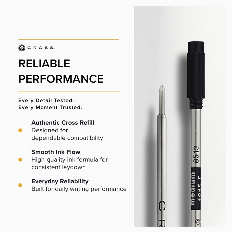 Ballpoint Pen Refill Black Medium Point for Cross Standard Pens