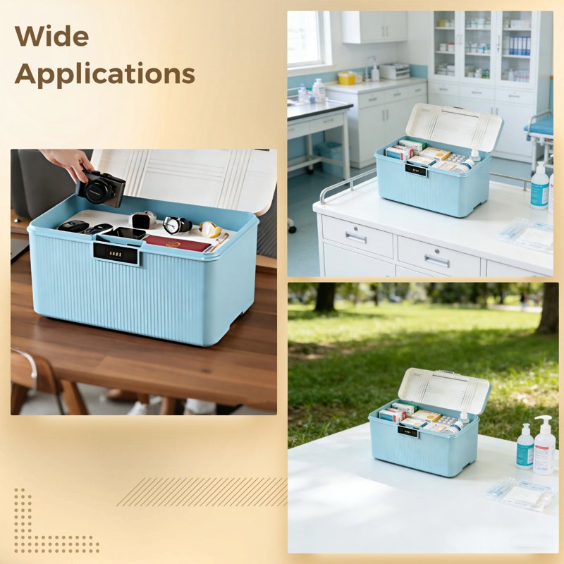 Lockable Storage Box with Combination Lock - Double Layer, 9L Capacity, Portable Home Organizer