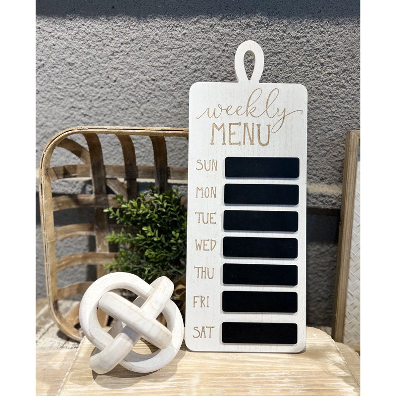 Farmhouse Wood Weekly Menu Planner Chalkboard Wall Decor for Kitchen & Dining