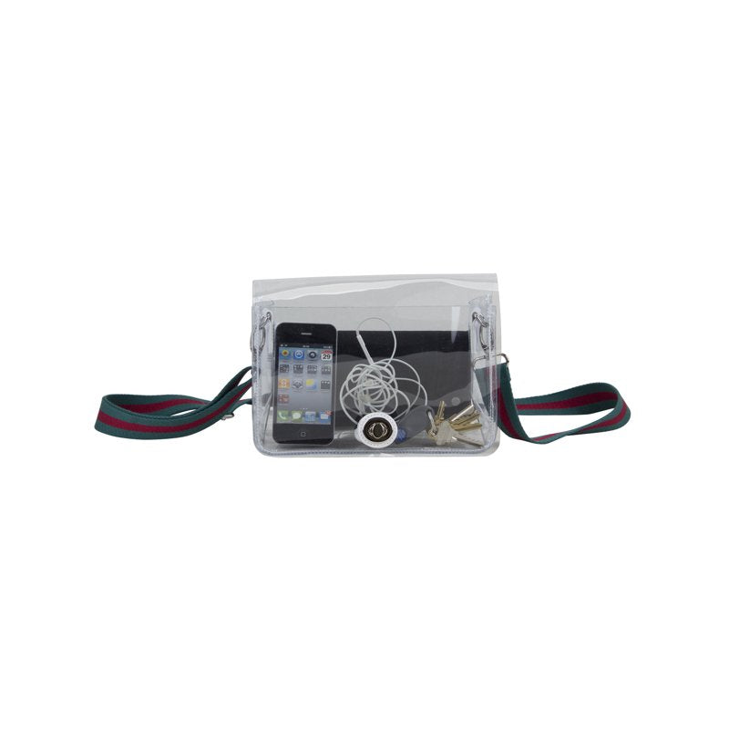 Clear Crossbody Bag with Webbing Strap - Unisex Fashion Accessory