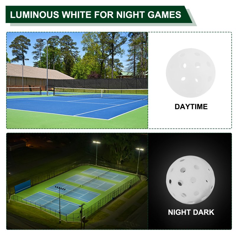Uxcell Luminous Pickleball Balls 6 Pack - Glow in the Dark, 40-Hole, White (Variation: White) Mesh Bag