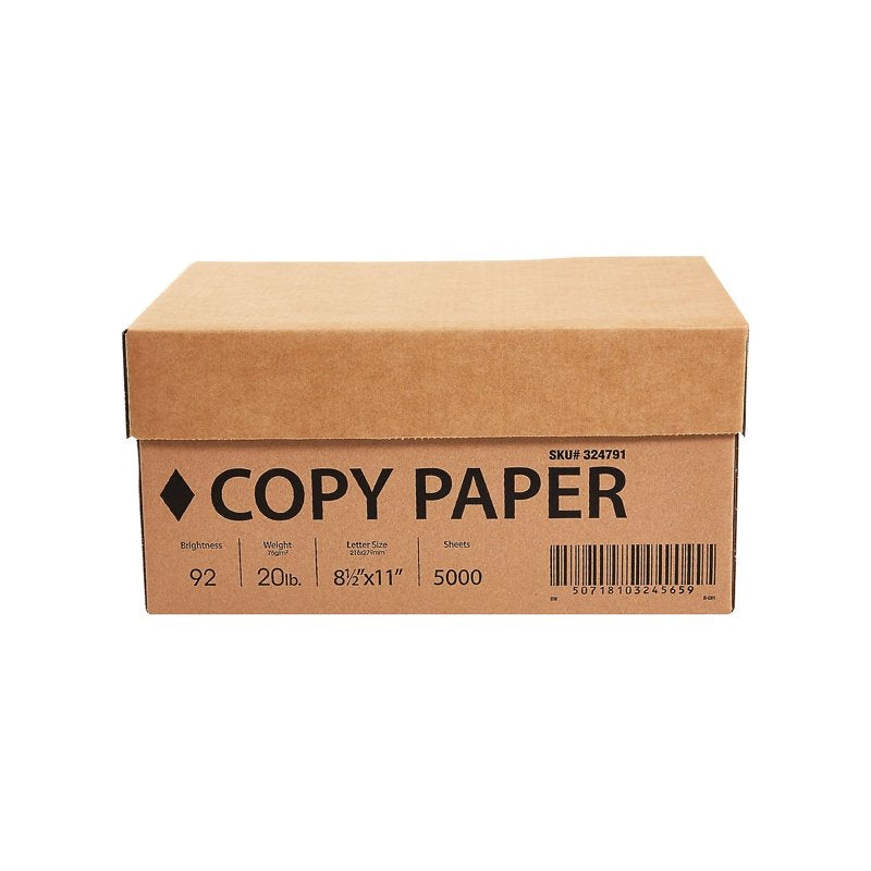 8.5 x 11 Inch Copy Paper - 20 lb Bright White 5000 Sheets in Carton