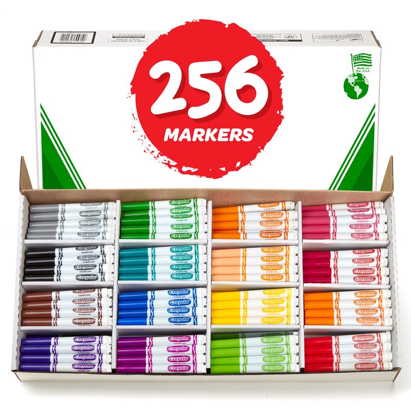 Classpack Markers Set of 256 Non-Toxic Broad Line Markers for Classroom & Art