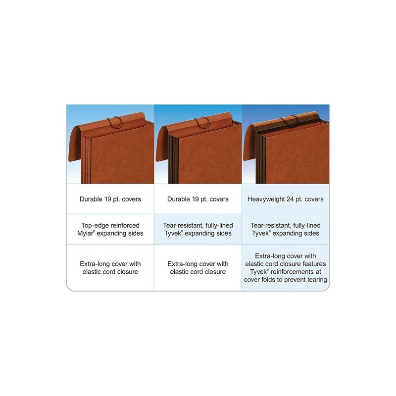 Heavy Duty Expanding File Wallet with Flap and Cord Closure - Letter Size, Brown