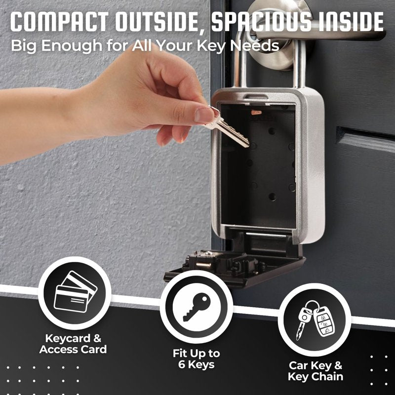 Portable 4-Digit Key Lock Box - Weather-Resistant Outdoor Security Safe