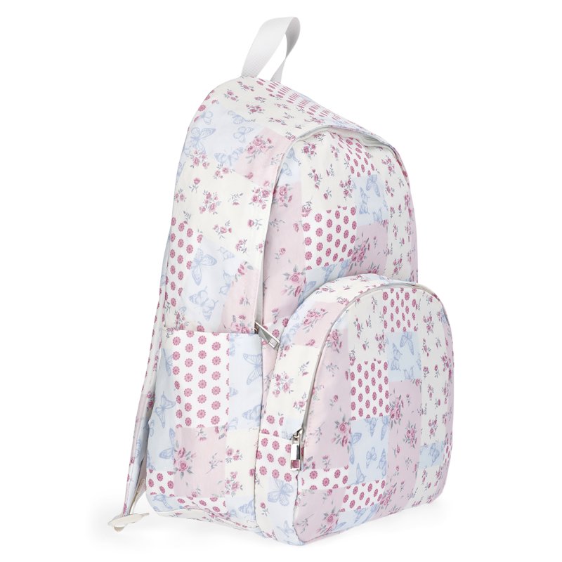 Women's 17-Inch Dome Backpack with Pastel Patchwork Print - Stylish & Spacious