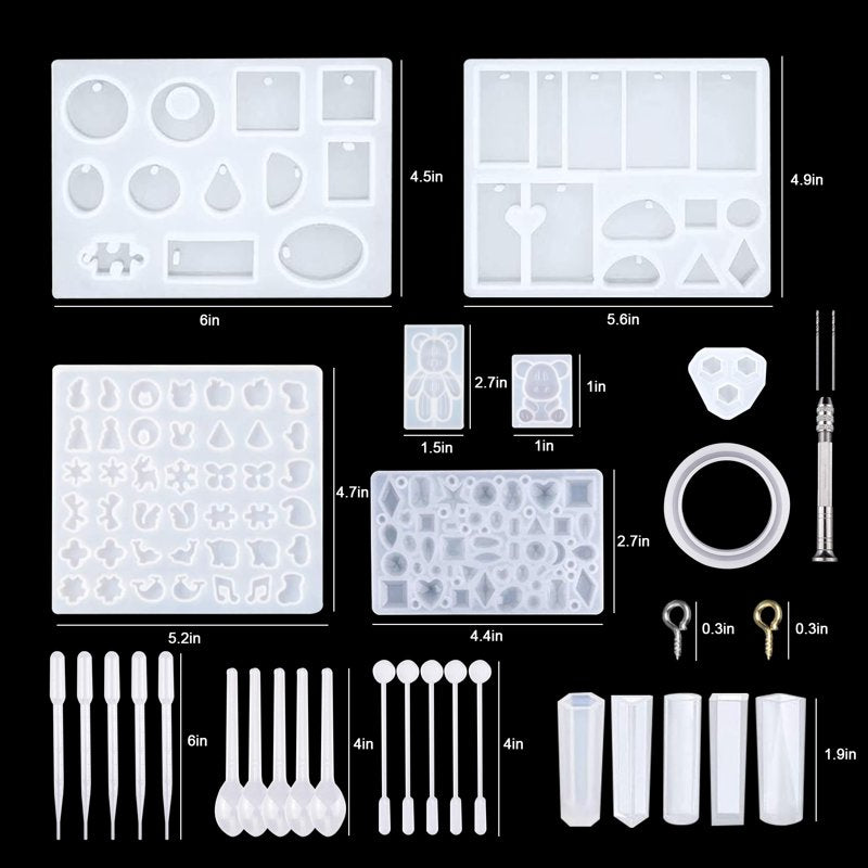 Resin Molds Kit 229 Pieces for Jewelry Making, Silicone Casting Tools for Beginners