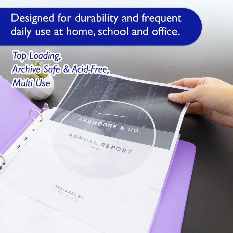 Sheet Protectors for Binders - Top-Load, Letter Size, Clear, 10 Pack