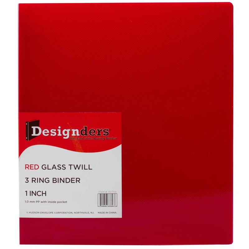 1 Inch Plastic Three Ring Binder with Metal Rings - Red, 10.4 x 11.6 inches