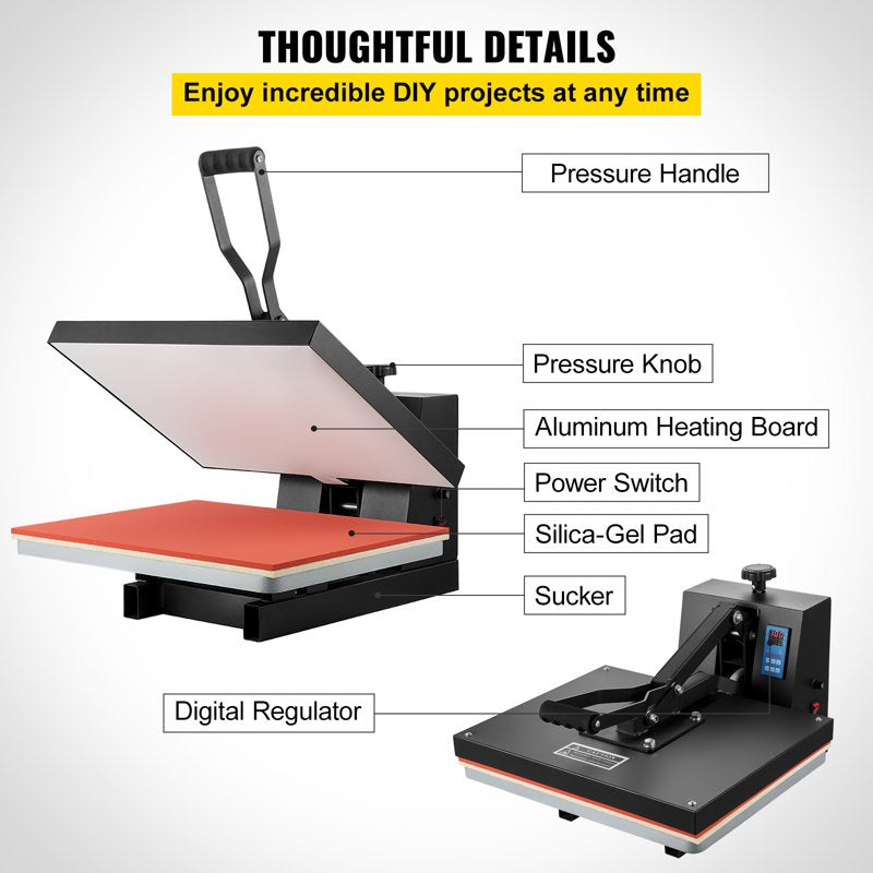 16x20 Heat Press Machine 1700W for T-Shirts & Sublimation Transfers