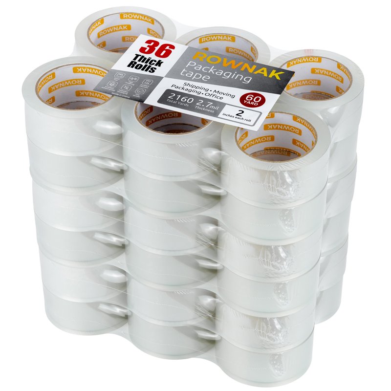 Heavy Duty Packing Tape Rolls - Clear, 2.7 Mil Thick, 2-Inch Wide, 60 Yards Each