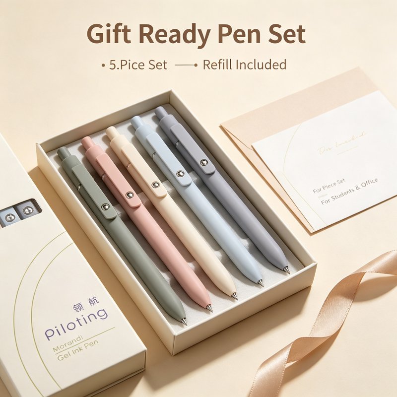 Retractable Gel Pens Set - Multi-Color Barrels, Smooth Quick-Dry Ink, 5 Pack