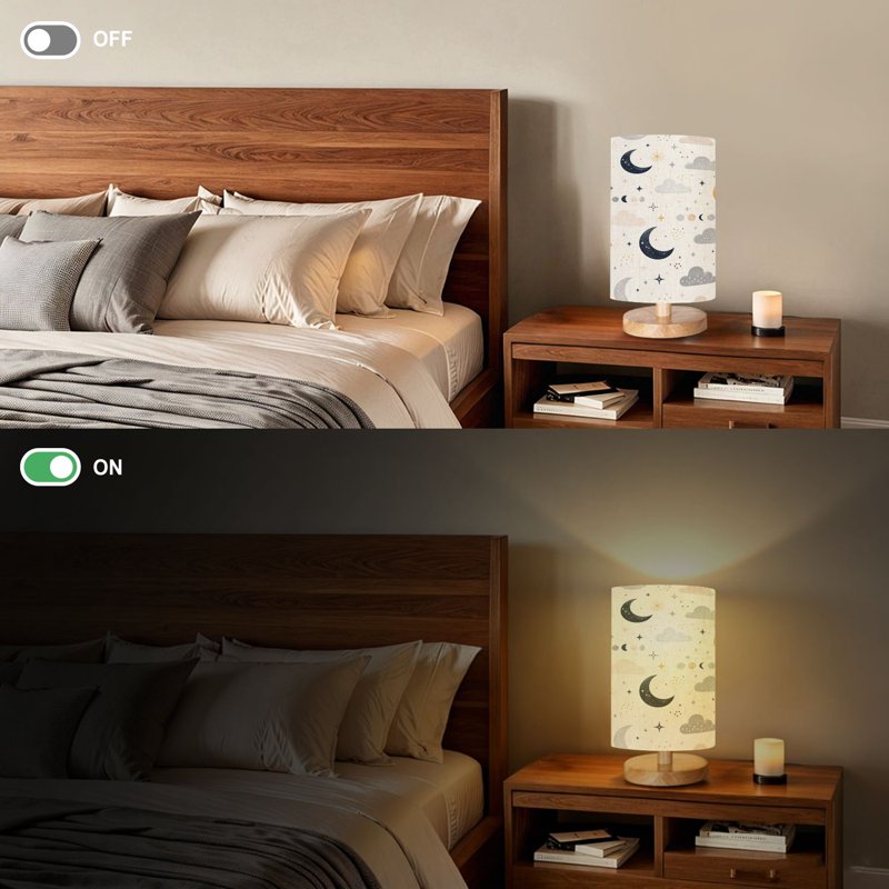 Dimmable Kids Nightstand Table Lamp with 16 Color Options and Remote