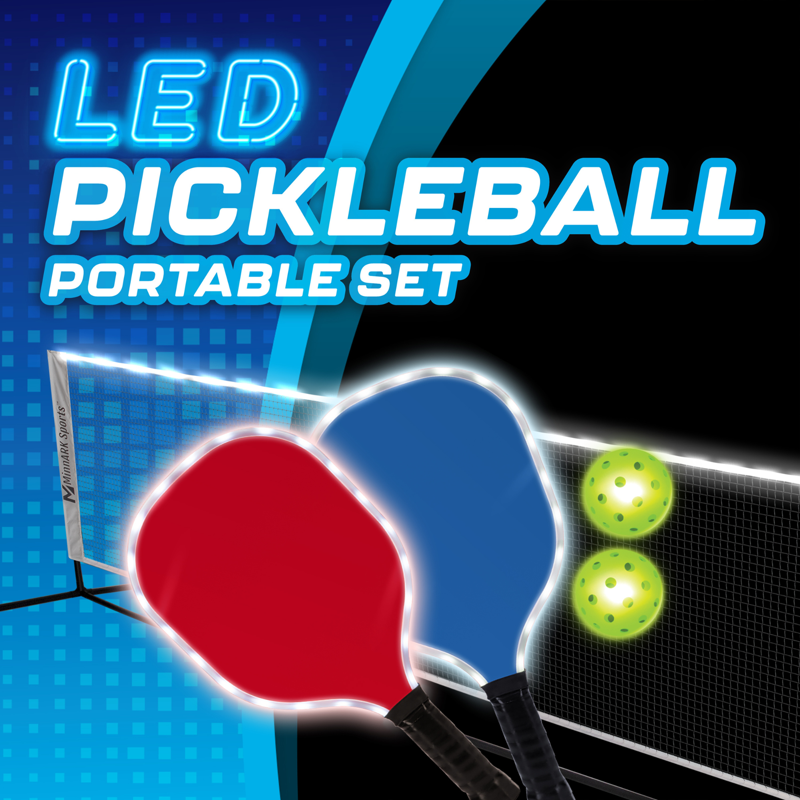 LED Pickleball Set with Net, Paddles & Balls – Light-Up Portable Play Kit