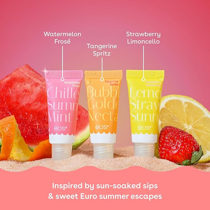 Lip Balm Set - Watermelon Frosé, Tangerine Spritz & Strawberry Limoncello Minis