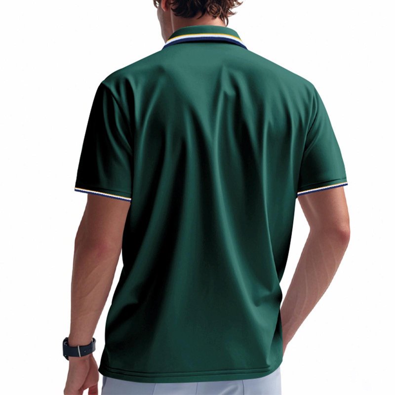 Men's Short Sleeve Button-Down Golf Shirts with Classic Stripe Design