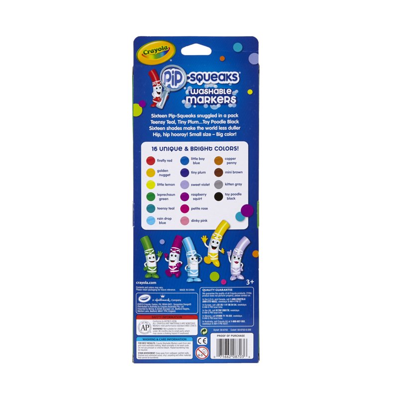 Crayola Pip-Squeaks Marker Set - 16 Bright Washable Non-Toxic Colors for Kids