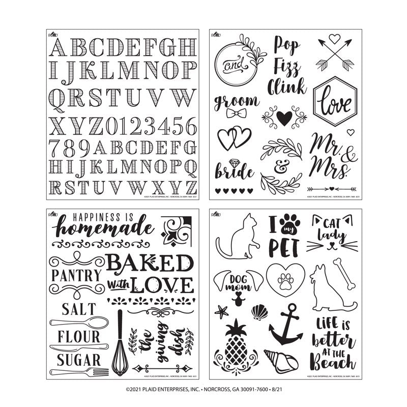 Engraving Pattern Sheets Set for Crafting - Reusable Design Templates