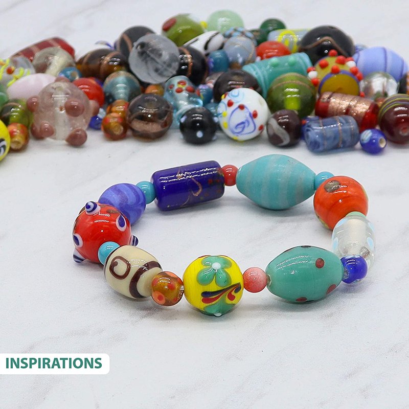Assorted Glass Beads for Jewelry Making - 4 oz, 100 Count