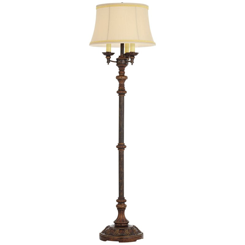 Traditional Floor Lamp with Candelabra Style 4-Light Bell Shade - 64.5" Tall
