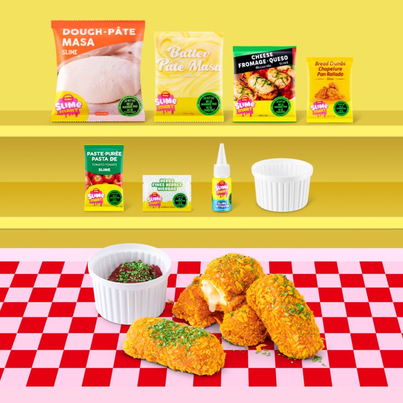 Kids DIY Play Food Slime Kit with Mozzarella Sticks & Shopping Bag