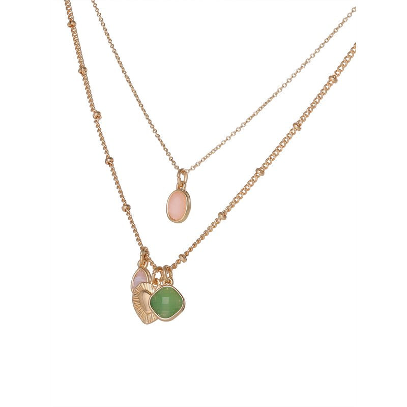 Women's Layered Charm Necklace with Decorative Charms - Adjustable & Lightweight