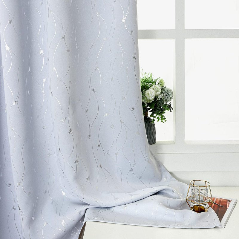 Thermal Insulated Room Darkening Curtains - Greyish White 72 Inch, 2 Panels Set