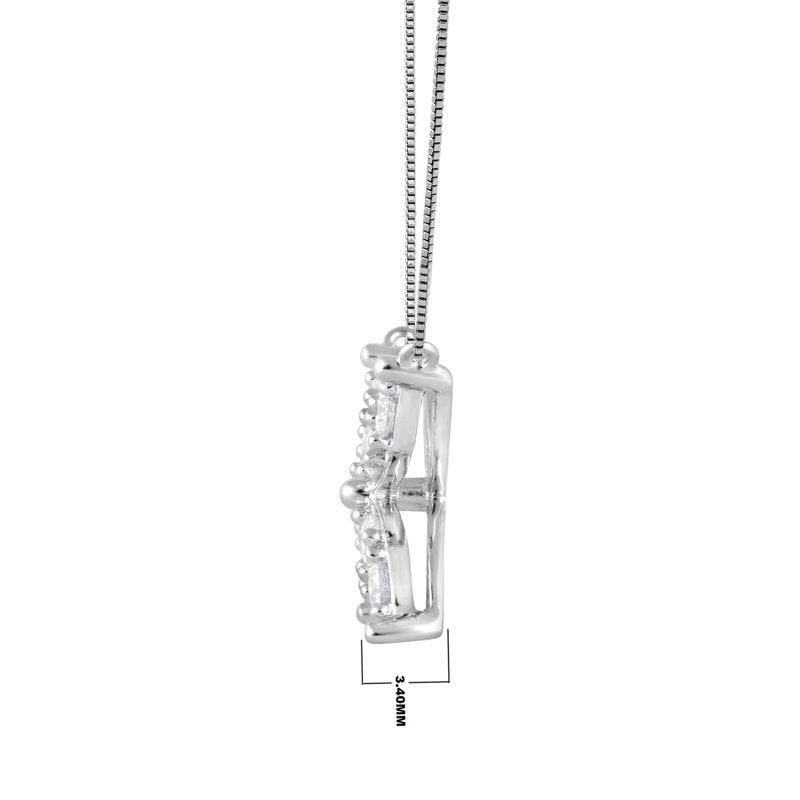 Lab-Grown Diamond Floral Pendant Necklace in Sterling Silver for Women - 1/5 Ct