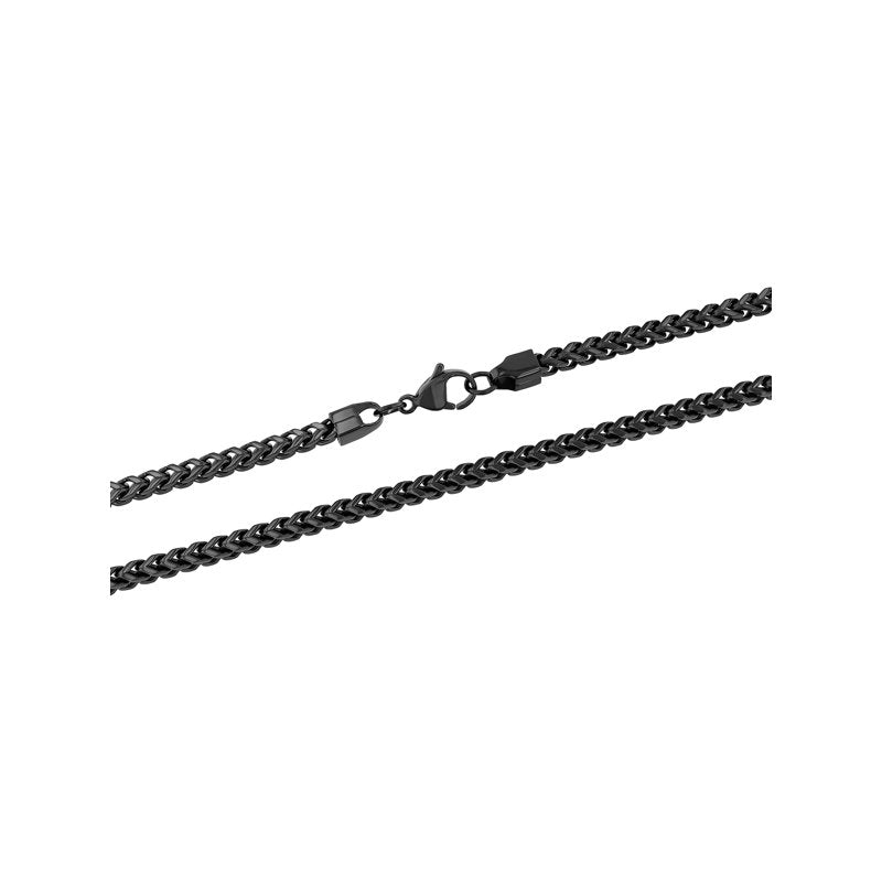 Men's Black Stainless Steel Franco Chain Necklace 24 Inch - Durable Jewelry