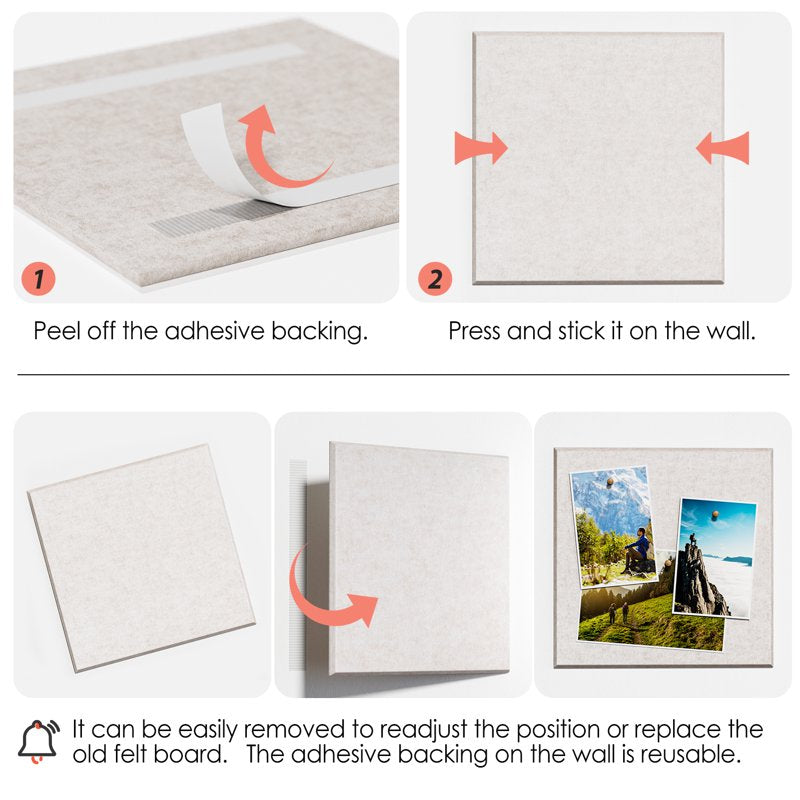 Large Cork Board for Wall 36x24 Inches with Felt Tiles & Pushpins - Light Tan Bulletin Board Pack