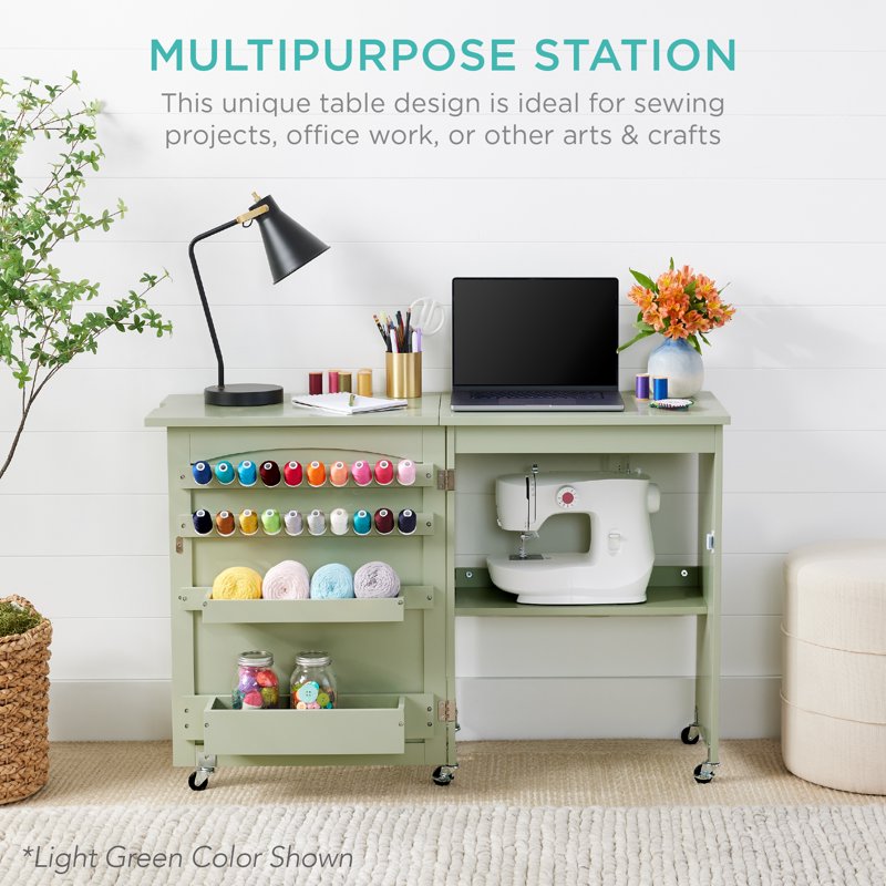 Multi-Function Sewing & Craft Table with Storage - White