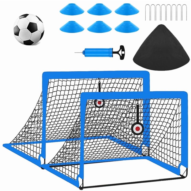 Portable 4x3ft Soccer Goals Set for Kids - Pop Up Backyard Training, Includes Ball, Cones & Targets