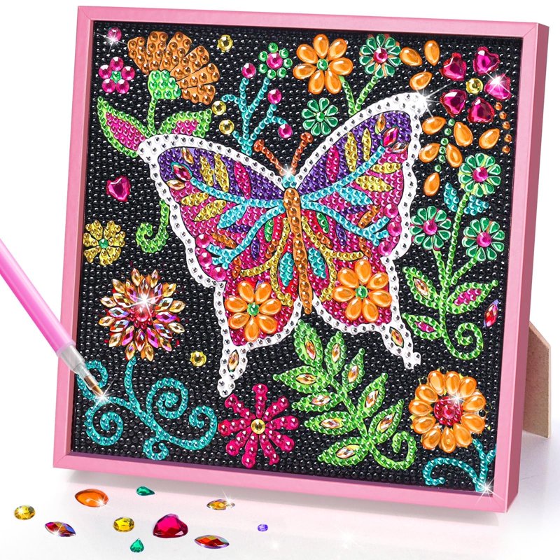 Kids DIY Diamond Art Craft Kit with Wooden Frame - Multiple Sizes & Designs