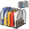 Adjustable Metal Mesh Desktop File Organizer with 5 Compartments - Office & Classroom Storage