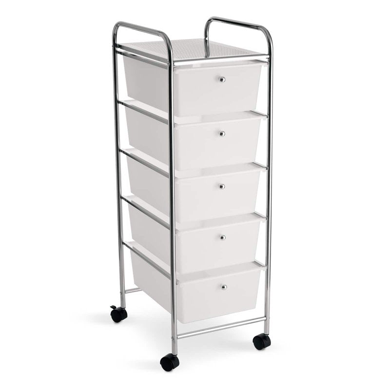 5 Drawer Clear Mobile Storage Cart - Locking Casters & Removable Drawers