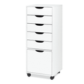 Mobile File Cabinet with Wheels, 5-Drawer Storage Organizer for Home Office and Living Room, Lockable Casters - White