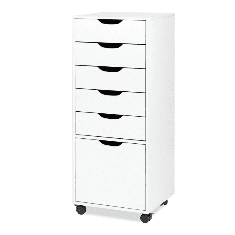 Mobile File Cabinet with Wheels, 5-Drawer Storage Organizer for Home Office and Living Room, Lockable Casters - White