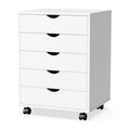 5-Drawer Wooden File Cabinet with Lockable Wheels - Home Office Storage Organizer