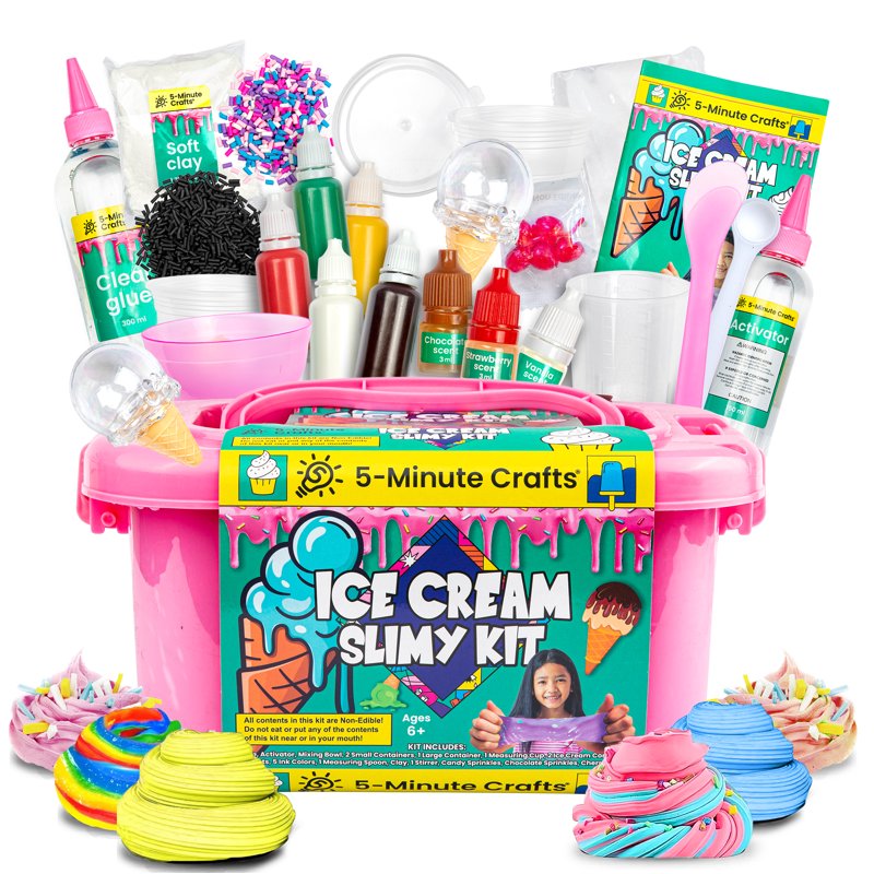 Kids Ice Cream Slime Craft Kit - Pretend Play Food Set for Ages 6+