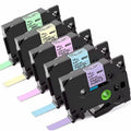 5 Pack 12mm Laminated Label Tapes for Brother P-Touch Label Makers