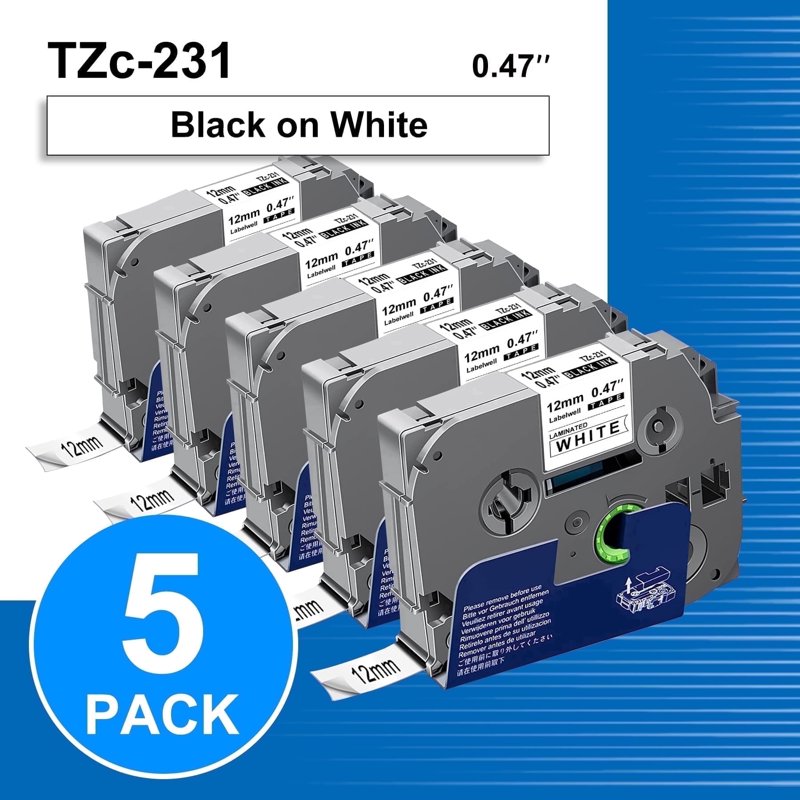 Brother TZe231 Label Maker Tape 12mm Laminated White Compatible for P Touch
