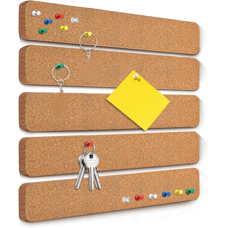 Felt Pin Board Strips 5-Pack with 35 Push Pins for Notes Photos and Schedules
