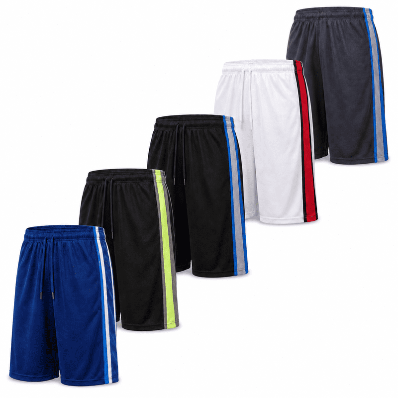 Men's 5-Pack Athletic Mesh Shorts - Moisture-Wicking Gym & Basketball Shorts